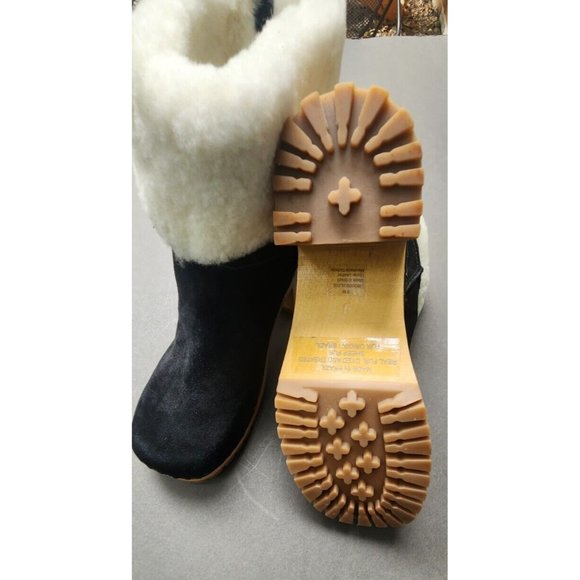 Mia Clogs Suede Ankle Boots Sheepskin Wood Size 9 Jildie - Picture 15 of 16